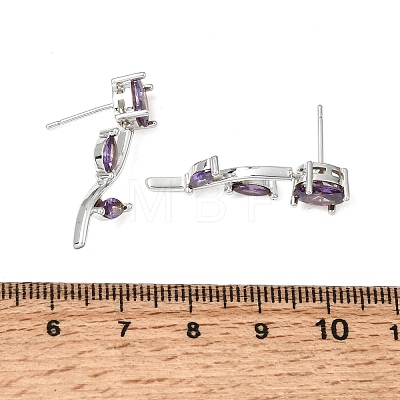 Brass Micro Pave Cubic Zirconia Stud Earrings KK-CBA8324-20P-1