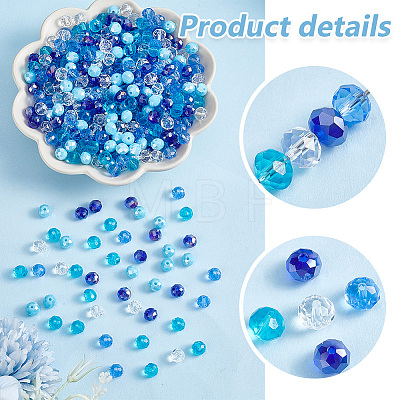   500Pcs 5 Style Electroplate Glass Beads EGLA-PH0001-40B-1