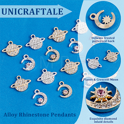 Unicraftale 32Pcs 4 Style Alloy Rhinestone Pendants FIND-UN0001-36-1