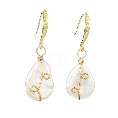 Baroque Natural Keshi Pearl Dangle Earrings EJEW-JE07064-01-1