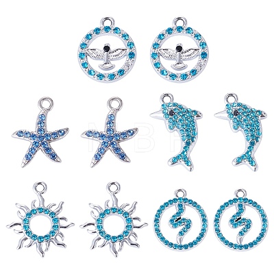 10Pcs 5 Styles Alloy Pendants FIND-TADJ0001-26C-1