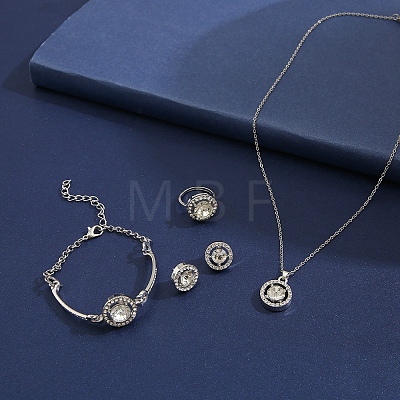 Alloy Rhinestone Link Bracelets & Stud Earrings & Pendant Necklaces & Rings Sets WG6A31F-03-1