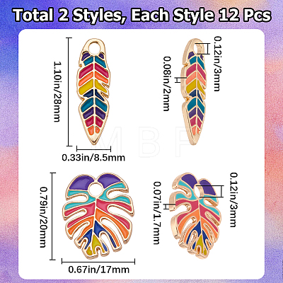 SUNNYCLUE 24Pcs 2 Style Alloy Enamel Pendants ENAM-SC0003-90-1