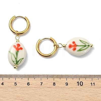 Printed Handmade Porcelain Dangle Earrings EJEW-JE07230-1