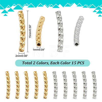 Unicraftale 30Pcs 2 Colors 304 Stainless Steel Tube Beads STAS-UN0054-16-1