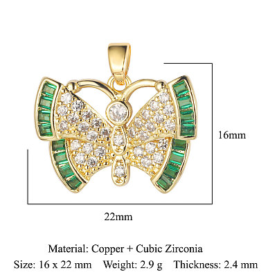 3Pcs Brass Micro Pave Cubic Zirconia Pendants ZIRC-OY001-61G-1