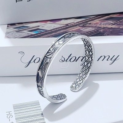 Vintage Zinc Alloy Textured Open Cuff Bangles WG06AAA-01-1