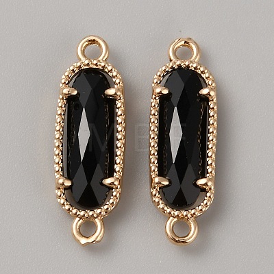 Golden Plated Brass Pave Glass Connector Charms FIND-WH0110-728G-02-1
