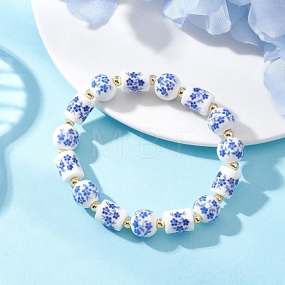 Blue and White Handmade Porcelain Beads Sracelets for Women BJEW-JB12972-1