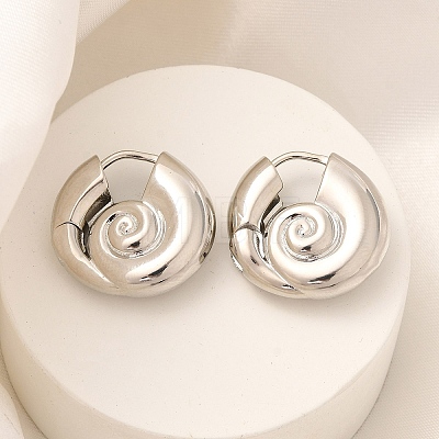 Rack Plating Spiral Shell Brass Hoop Earrings EJEW-H143-22P-1