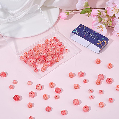 100Pcs 3 Styles Synthetic Coral Dyed Carved Beads SHEL-SC0002-10-1