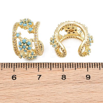 Brass Micro Pave Cubic Zirconia Cuff Earrings KK-CBA960E-24G-1