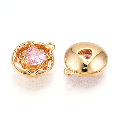 Brass Micro Pave Cubic Zirconia Charms KK-N262-114B-G-1