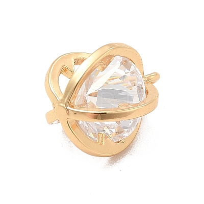 Brass Clear Cubic Zirconia Charms ZIRC-P104-07G-1