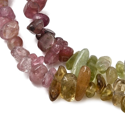 Natural Multicolor Tourmaline Chip Bead Strands G-M298-15-1