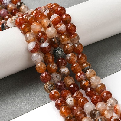 Dyed & Heated Natural Fire Crackle Agate Beads Strands G-P539-B01-19-1