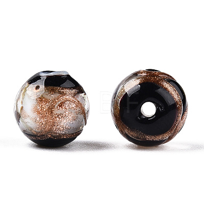 Handmade Gold Sand Lampwork Beads LAMP-T019-8mm-01-1