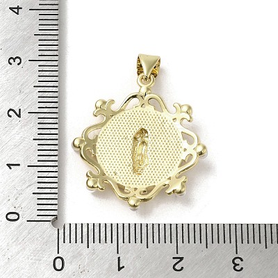 Brass Pave Shell Pendants KK-I708-16A-G-1