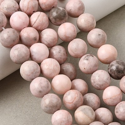 Natural Pink Zebra Jasper Beads Strands X-G-P231-01-10mm-1