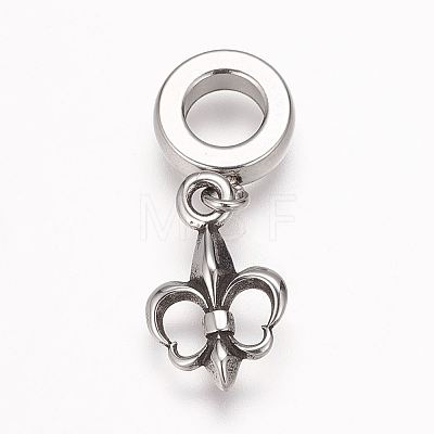 304 Stainless Steel European Dangle Charms X-OPDL-K001-08AS-1