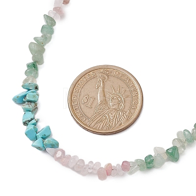 Natural Rose Quartz & Howlite & Green Aventurine Chip Beaded Necklaces NJEW-JN05099-02-1