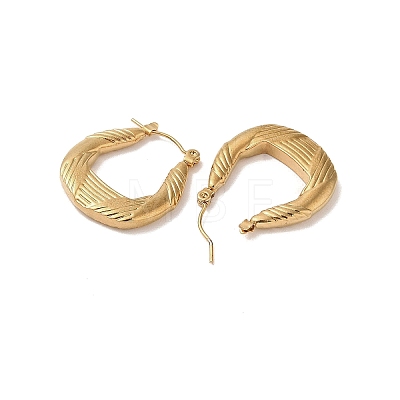 Texture 201 Stainless Steel Half Hoop Earrings for Women EJEW-G385-04G-1