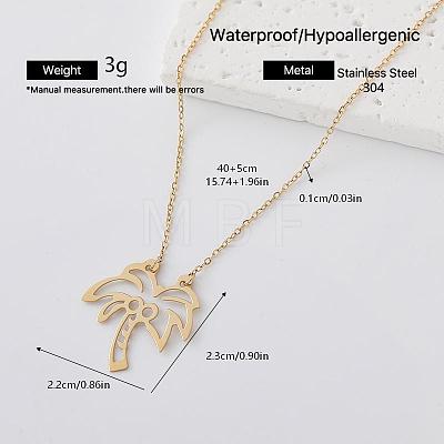 304 Stainless Steel Cutout Coconut Tree Pendant Necklaces for Women BM3645-4-1