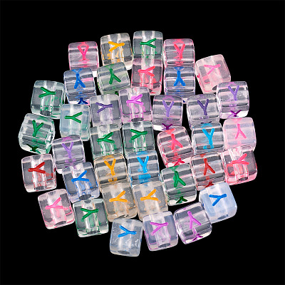 50Pcs Acrylic European Beads MACR-TADJ0001-13Y-1