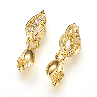 Long-Lasting Plated Brass Micro Pave Cubic Zirconia Ice Pick Pinch Bails X-ZIRC-F063-03G-1