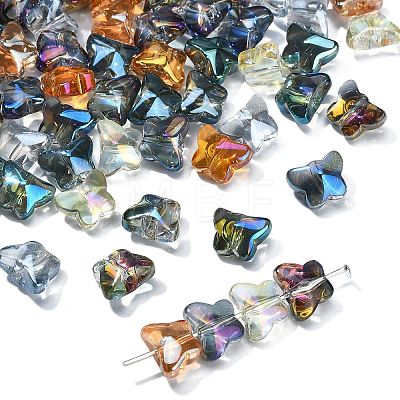 100Pcs 10 Colors Electroplate Transparent Glass Beads EGLA-CJ0001-13-1