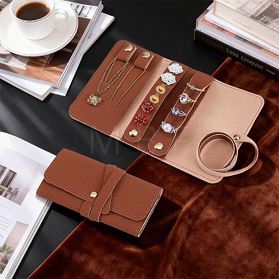 2Pcs PU Leather Jewelry Rolls for Rings Earrings Necklaces AJEW-FG0005-98C-1