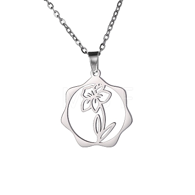 Non-Tarnish Stainless Steel Pendant Necklaces PW-WG57218-12-1