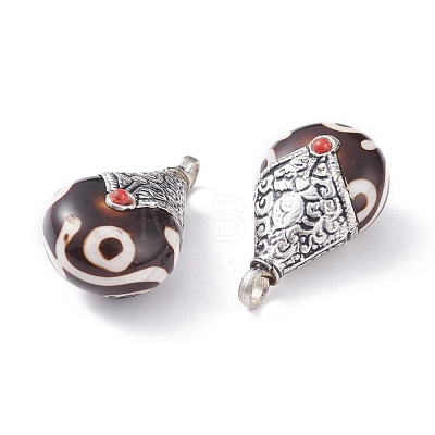 Tibetan Style Teardrop Beads PALLOY-F127-C-01-1