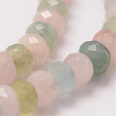 Faceted Rondelle Natural Morganite Bead Strands G-O137-05A-1