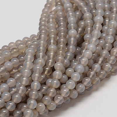 Natural Grey Agate Beads Strands X-G-G583-6mm-08-1