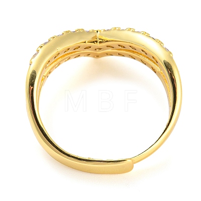 Brass Crown Adjustable Ring with Clear Cubic Zirconia RJEW-Q781-02G-1