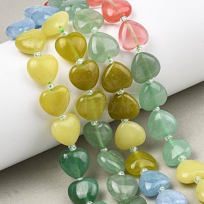 Gradient Color Cherry Quartz Glass & Natural Dyed White Jade & Lemon Jade & Green Aventurine Beads Strands G-B185-A15-1