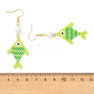 304 Stainless Steel with Glass Cylinder Seed Beads Dangle Earrings EJEW-MZ00815-01-1