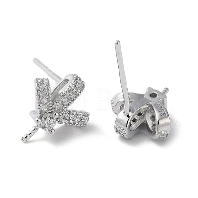 Rhodium Plated 925 Sterling Silver Stud Earring Findings STER-M115-17P-1