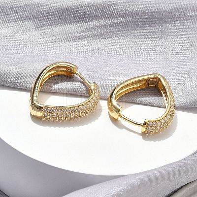 Brass Micro Pave Clear Cubic Zirconia Hoop Earrings EJEW-C182-07F-G-1