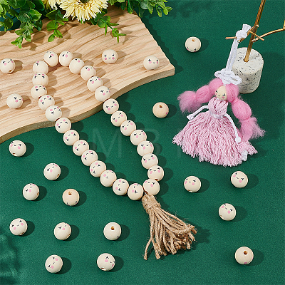 Printed Wood Beads WOOD-WH0052-008-1