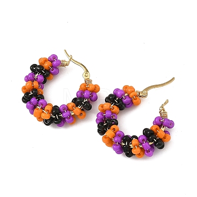 Halloween 201 Stainless Steel Hoop Earrings for Women EJEW-JE07510-1