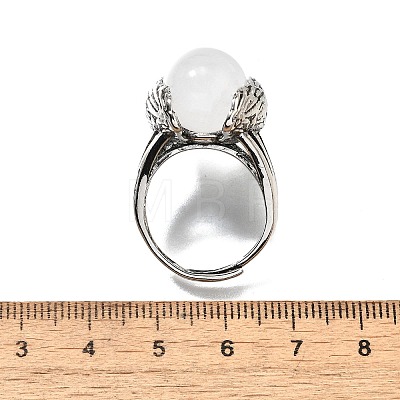 Natural Quartz Crystal Wings Adjustable Rings RJEW-K241-04AS-07-1