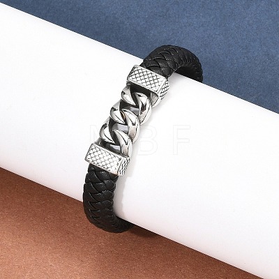 Braided Leather Cord Bracelets for Men BJEW-Z081-18AS-1