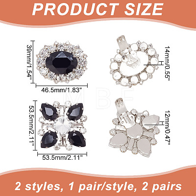 ARRICRAFT 2 Pairs 2 Style Glass Rhinestone Shoe Decorations AJEW-AR0001-78A-1