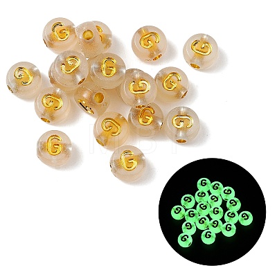 Luminous Transparent Acrylic Beads OACR-P037-01B-G-1