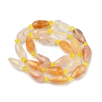 Natural Yellow Hematoid Quartz/Golden Healer Quartz Beads Strands G-G453-F06-8x16mm-1