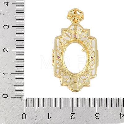 Brass Micro Pave Clear Cubic Zirconia Pendant Cabochon Settings KK-U026-08G-1