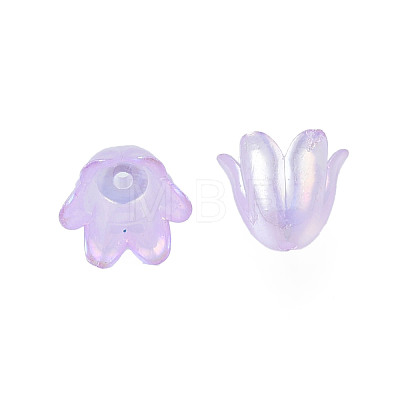 6-Petal Imitation Jelly Acrylic Bead Caps JACR-T002-02B-1