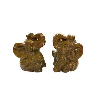 Natural Agate Carved Healing Elephant Figurines ELEP-PW0001-55E-1